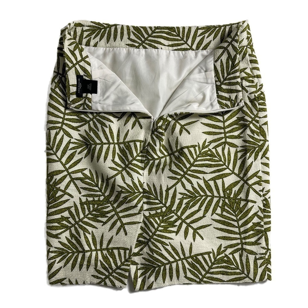 ANN TAYLOR Petite Green Palm Leaf Basket Weave Skirt - Size 00 - Picture 4 of 10